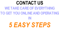 CONTACT US WE TAKE CARE OF EVERYTHING TO GET YOU ONLINE AND OPERATING IN 5 EASY STEPS